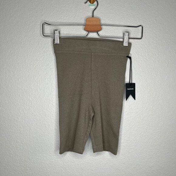 Talentless Womens Ribbed Knit Olive Green Active Biker Shorts XS - Picture 4 of 8